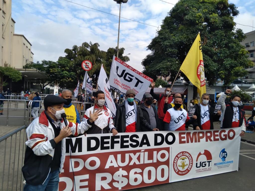 UGT promove ato em defesa da vacina para todos e do auxílio emergencial de 600 reais